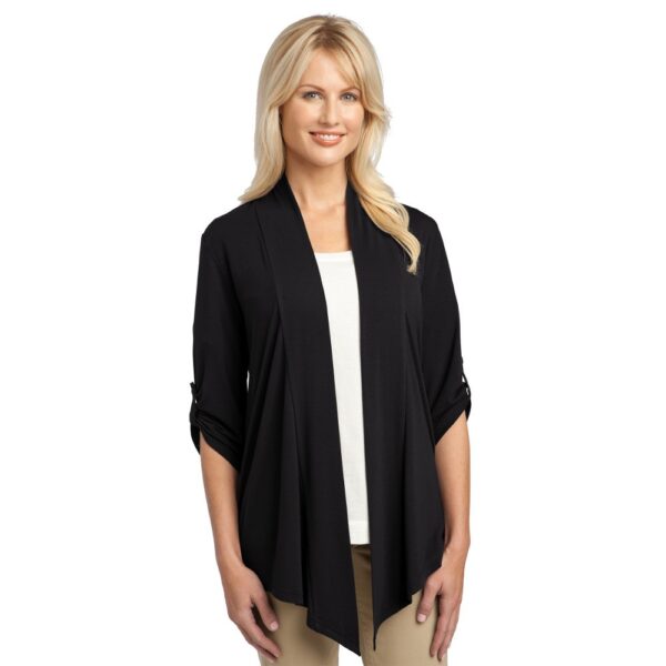 L543 SHRUG CARDIGAN WITH BUTTON TAB ON SLEEVES
