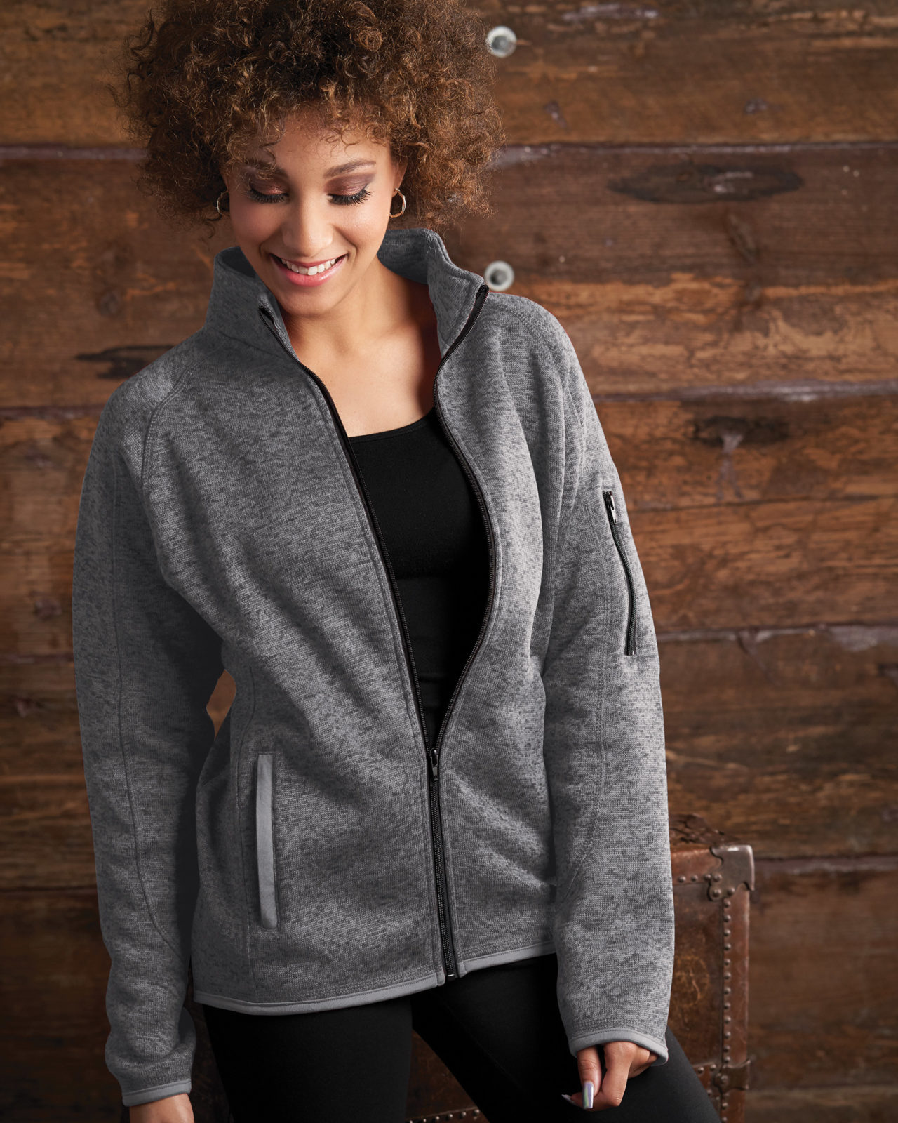 BU046 Burnside® Ladies Sweater Fleece Jacket - Henry Ford Health Uniform  Apparel